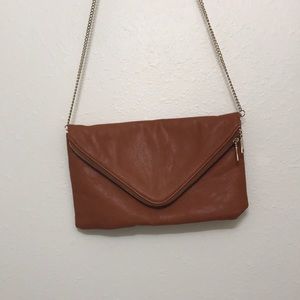 Gold chain envelope clutch